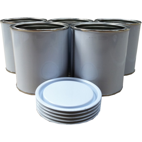 1 Litre Metal Lever Lid Tin White/Plain With White Metal Lid (Empty