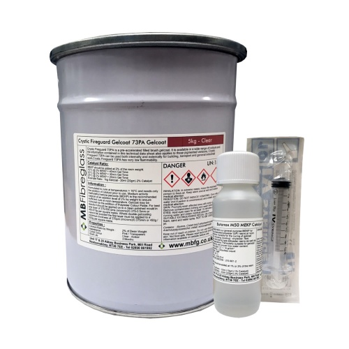 Crystic Fireguard 73PA Brush Gelcoat - 5kg (Inc  Catalyst & Syringe)