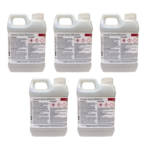 Isopropyl Alcohol (IPA) 99.8% - 5 Litre (5 x 1L Containers)