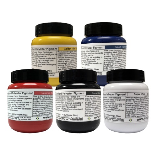 5pk Polyester Pigment Multipack (White / Black / Yellow / Red  / Blue)