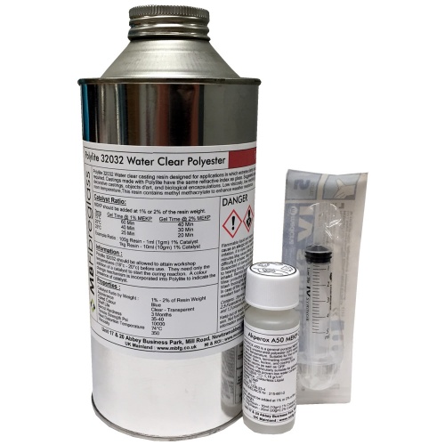 Polylite 32032 Clear Polyester Casting Resin - 1kg - Includes Catalyst & Syringe