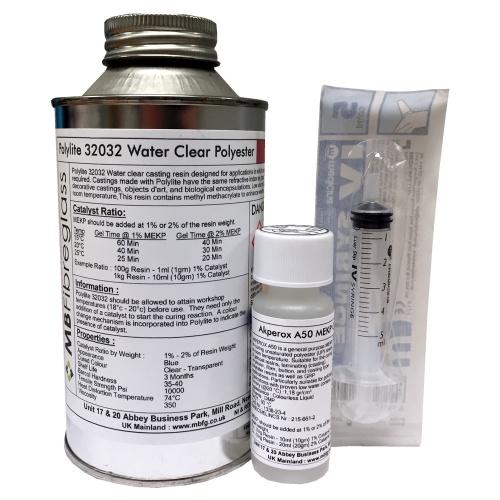 Polylite 32032 Clear Polyester Casting Resin - 500g - Includes Catalyst & Syringe