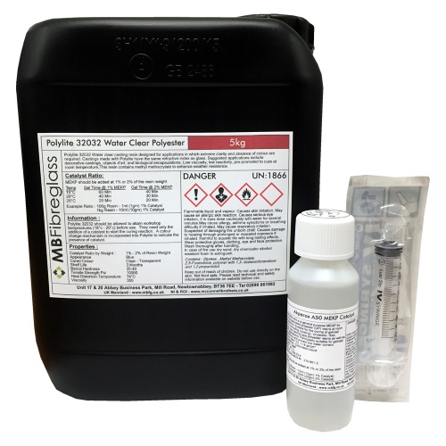 Polylite 32032 Clear Polyester Casting Resin - 5kg - Includes Catalyst & Syringe